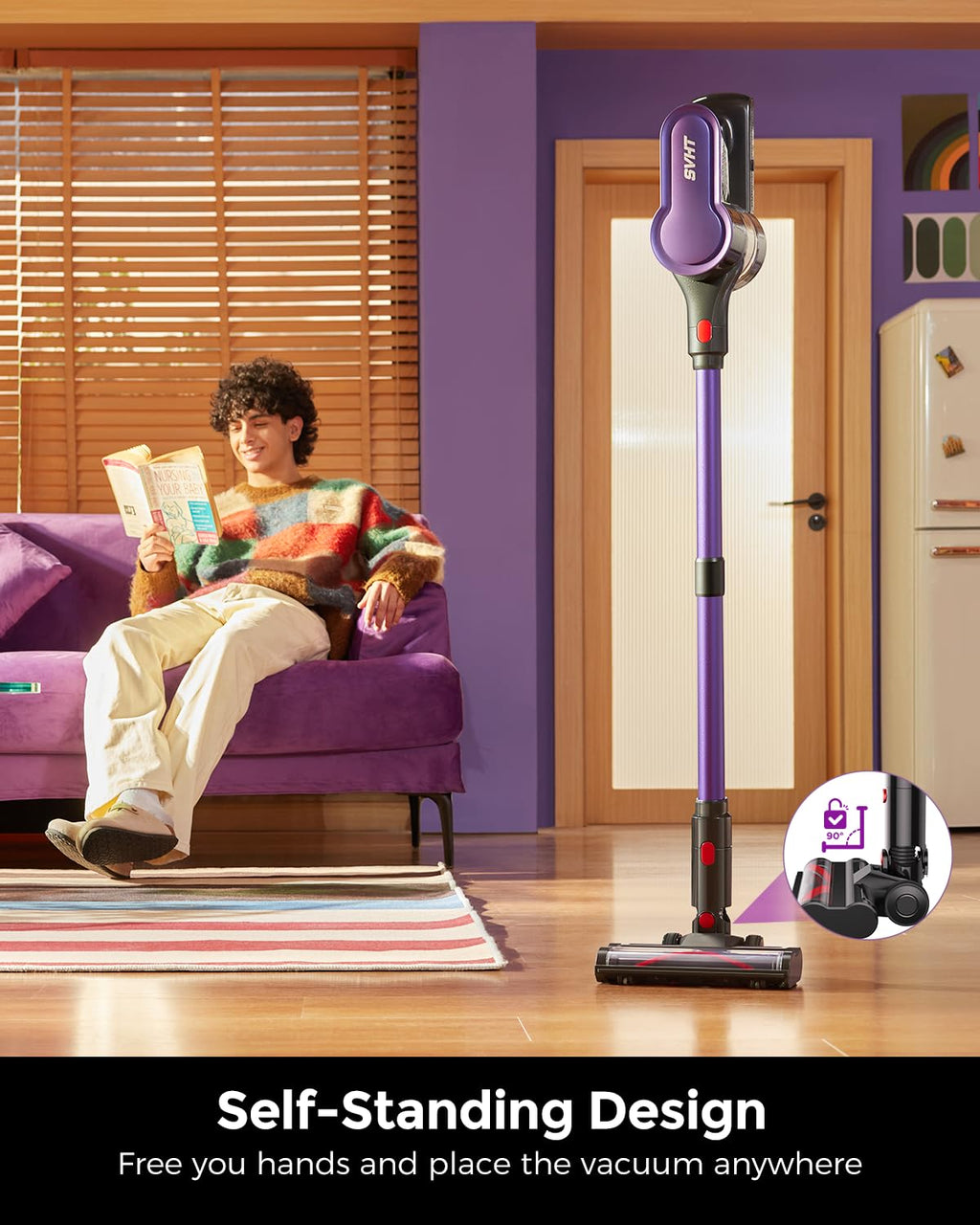 SVHT Cordless Vacuum Cleaner 500W 45KPA, 50Mins Runtime