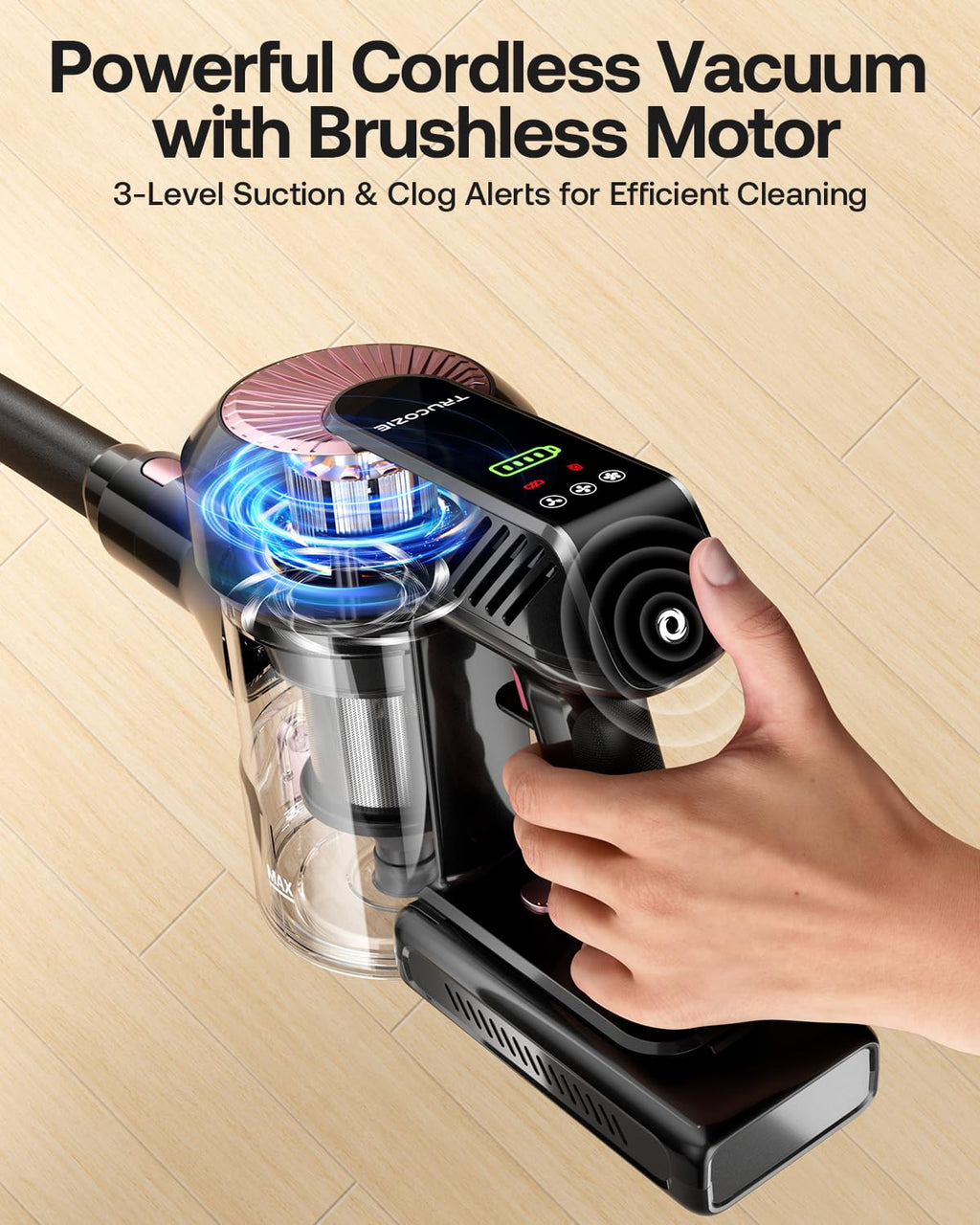 TRUCOZIE Cordless Vacuum Cleaner - 40Kpa Self-Standing 8-in-1