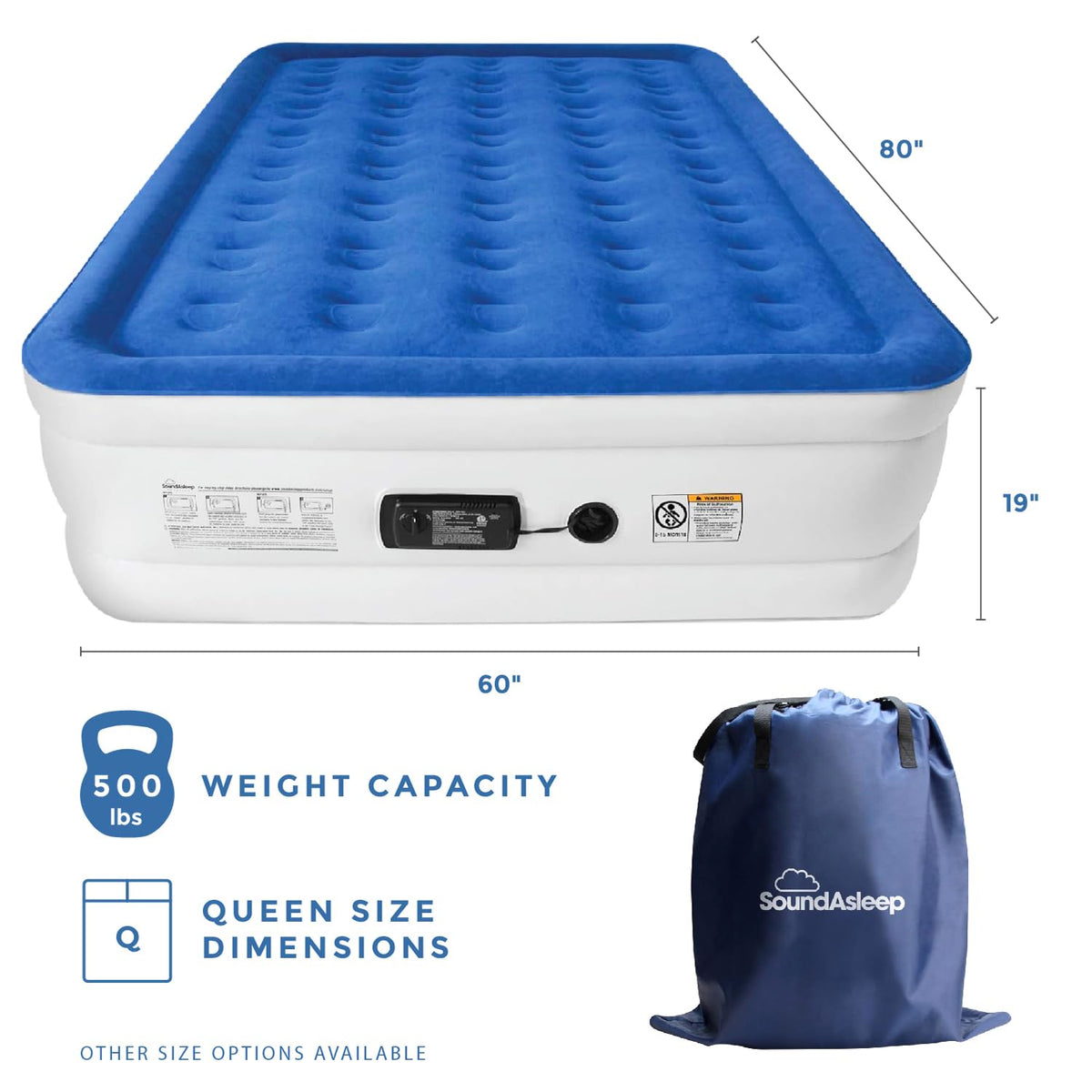 SOUNDASLEEP PRODUCTS Dream Series Luxury Air Mattress with Pump - Queen Size