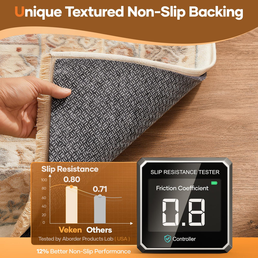 VEKEN Non-Slip Cushioned Rug Pad 9x12 ft for Hardwood Floors