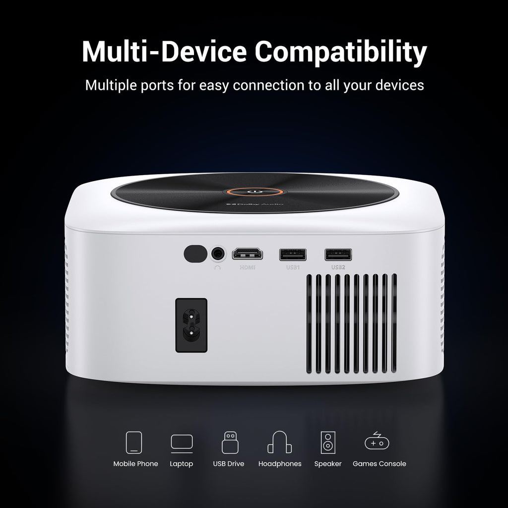 HAPPRUN 1500 ANSI Lumens Smart Outdoor Projector, 4K Resolution