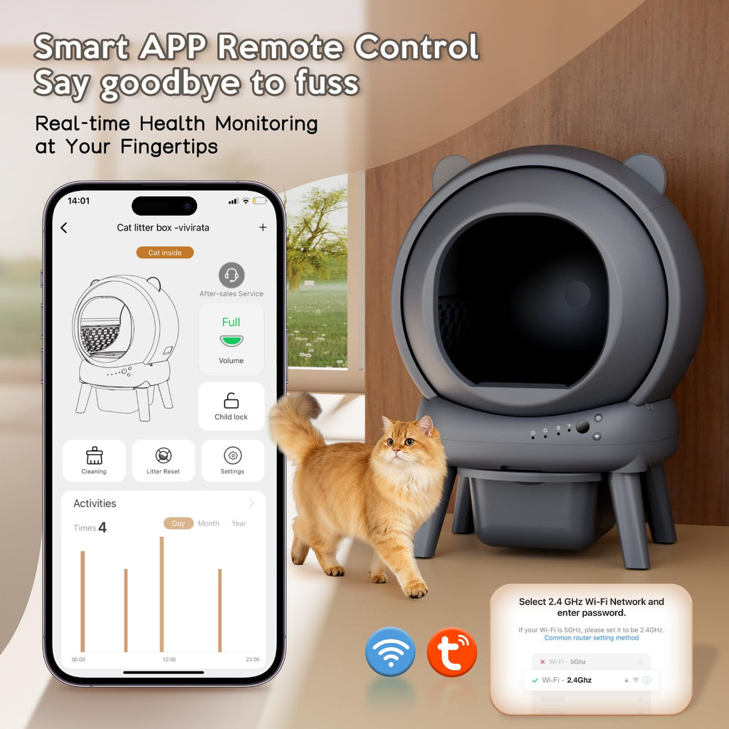 VIVIRATA Automatic Litter Box with App Control for Cats
