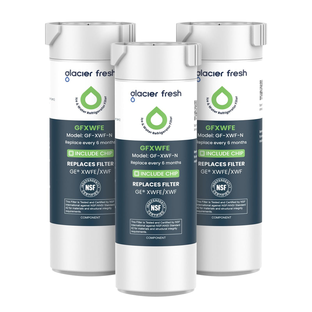 GLACIER FRESH Water Filter Compatible with GE XWFE - Pack of 3