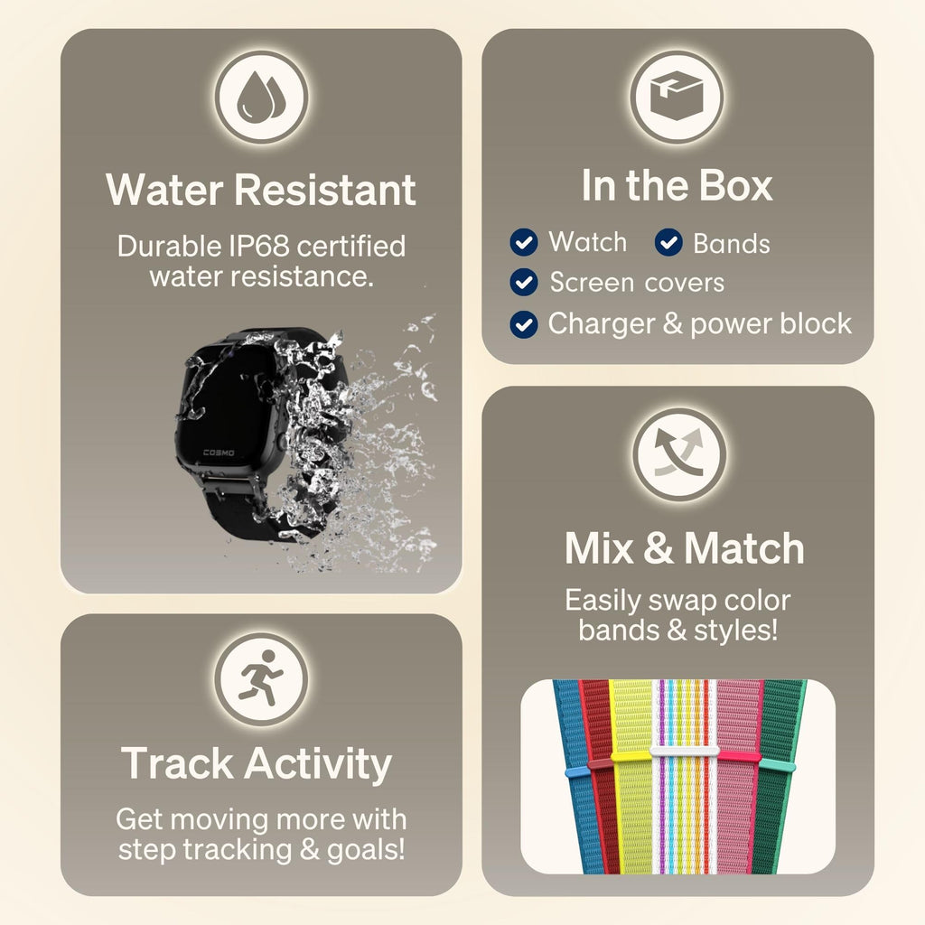 JRTRACK Kids Smart Watch by Cosmo | GPS Tracking & Safety Alerts