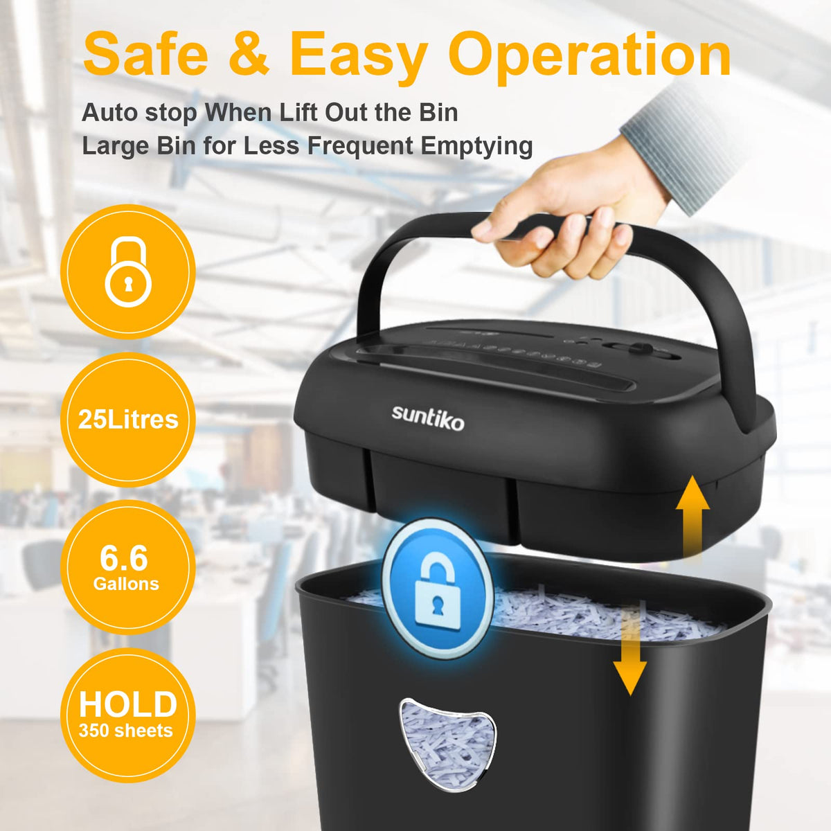 SUNTIKO 14-Sheet Cross Cut Shredder for Home Office Use