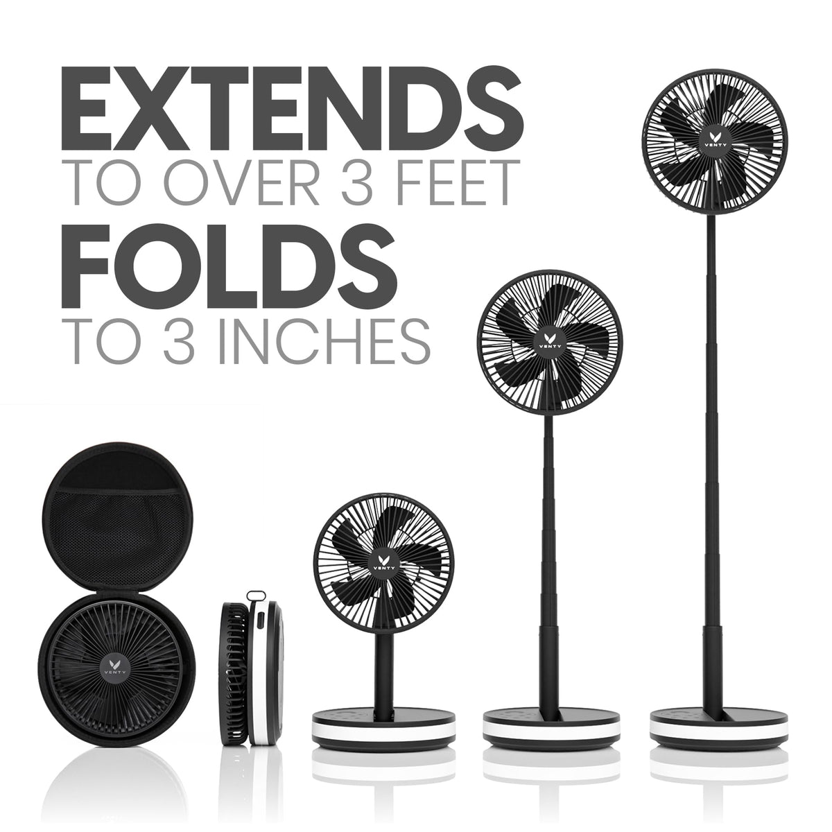 VENTY Portable Wireless Battery Operated Fan - 4 Speeds