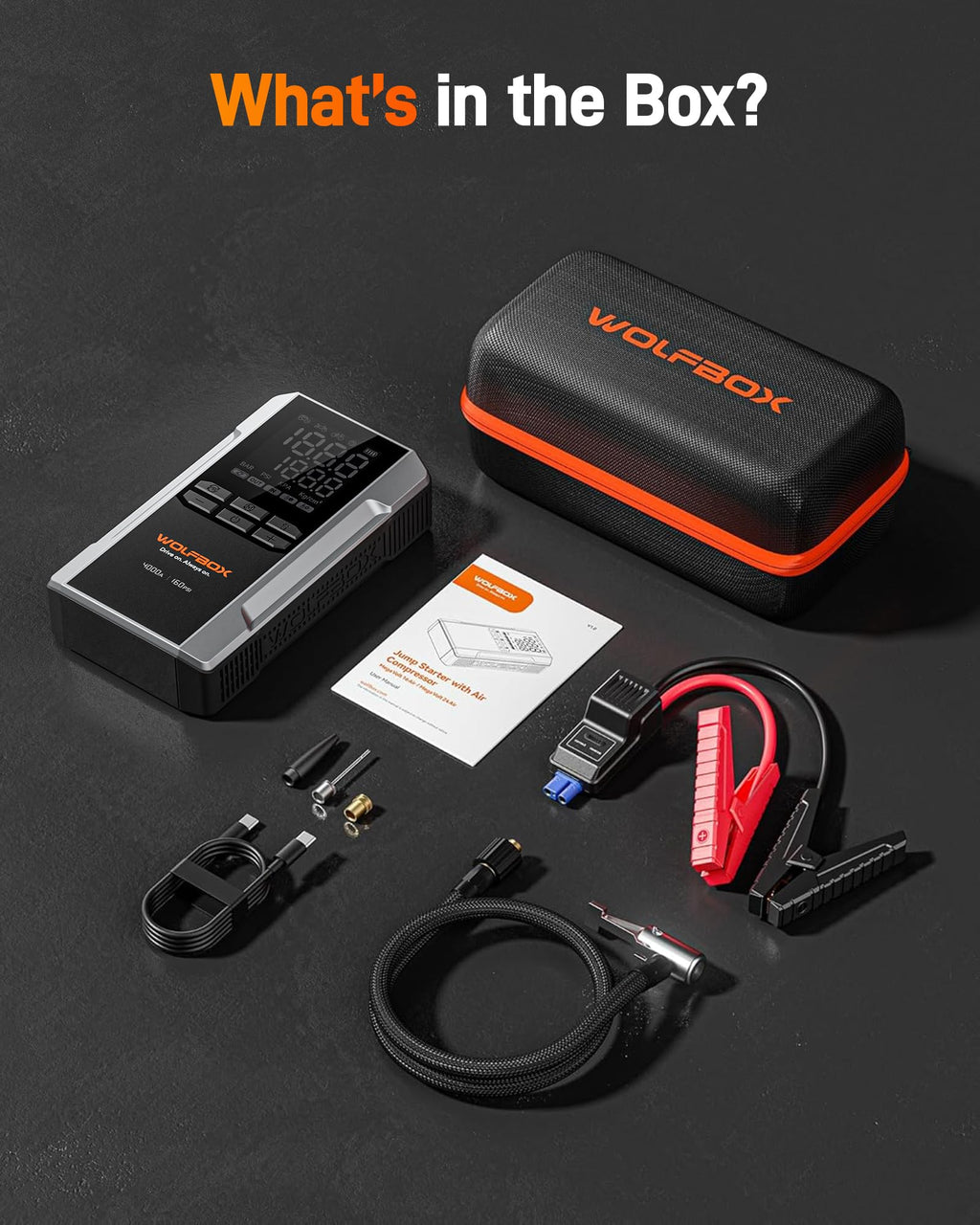 WOLFBOX 4000A Jump Starter & 160PSI Air Compressor