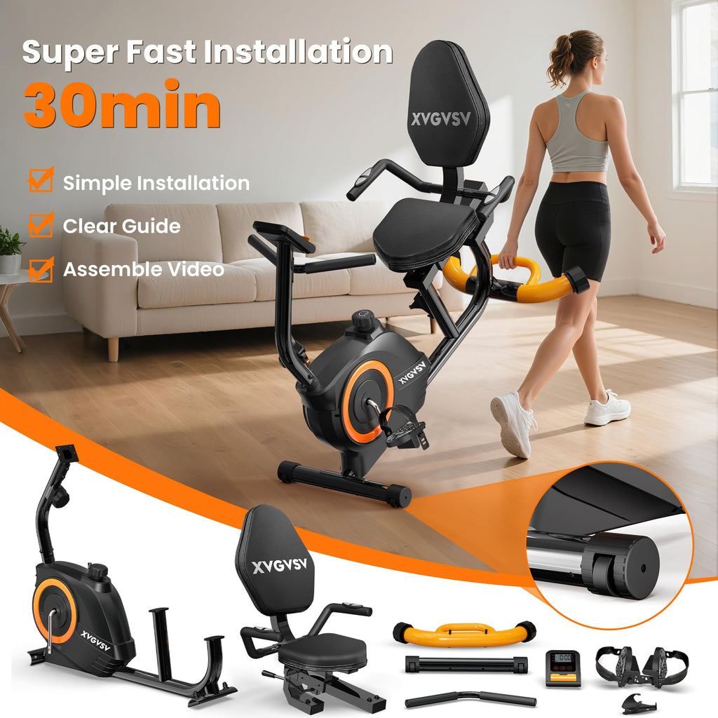 XVGVSV Recumbent Exercise Bike for Home Use with LCD Display