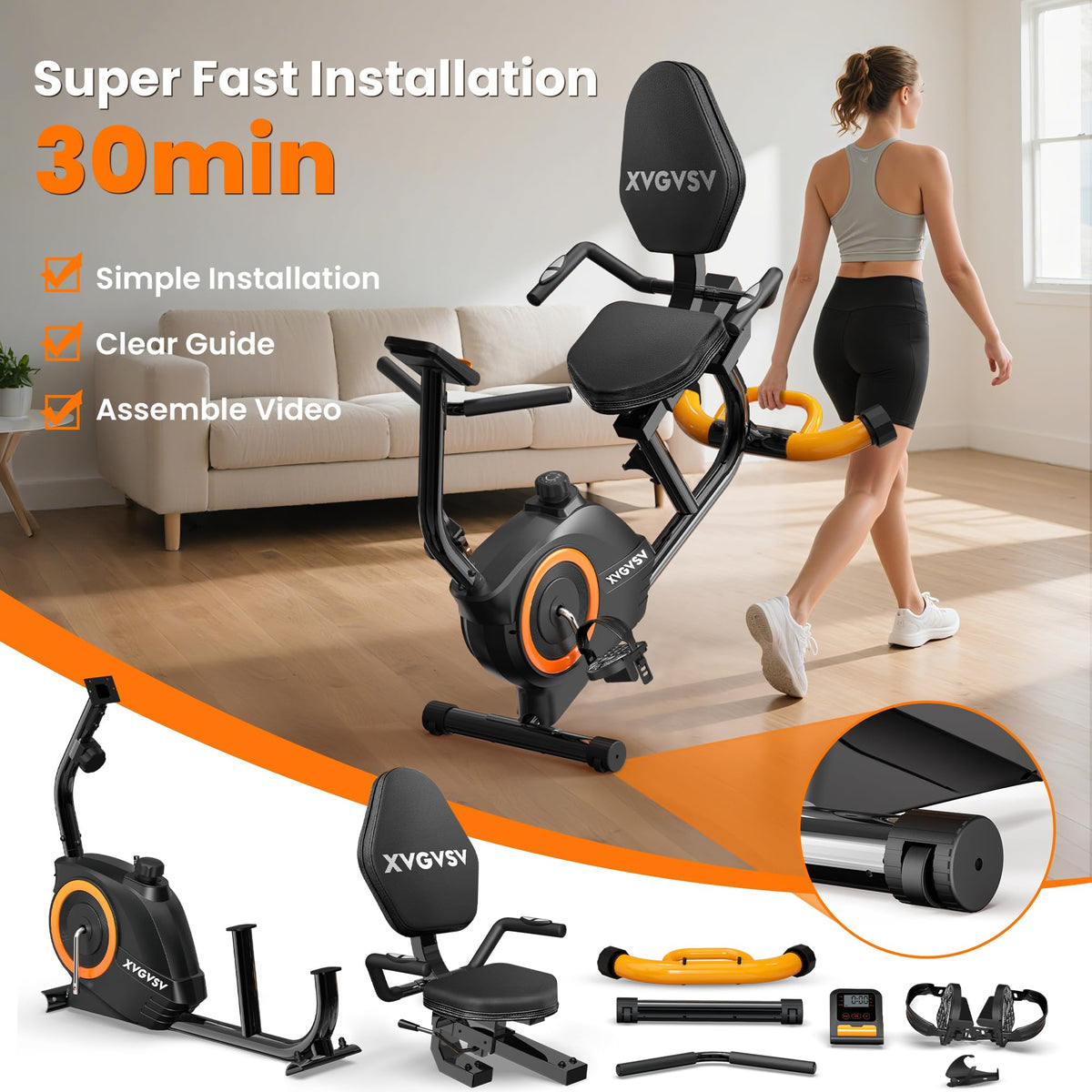 XVGVSV Recumbent Exercise Bike for Home Use with LCD Display