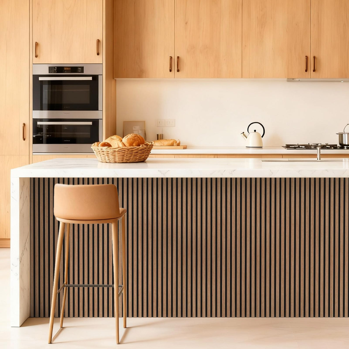 TONOR Wood Slat Wall Panels, 4 Pack Acoustic Noise Cancelling