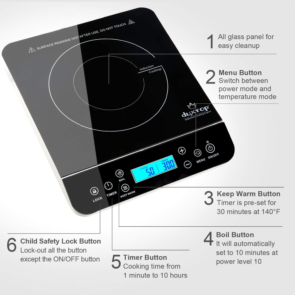 DUXTOP Portable Induction Cooktop 1800W with LCD Touch