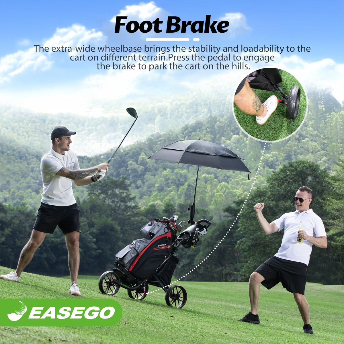 EASEGO Golf Push Cart – Foldable 3 Wheel Caddy