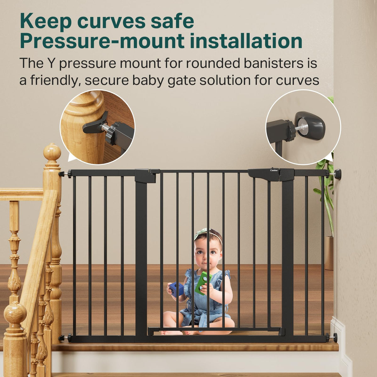 CUMBOR 29.7-48" Baby Gate for Stairs and Doorways