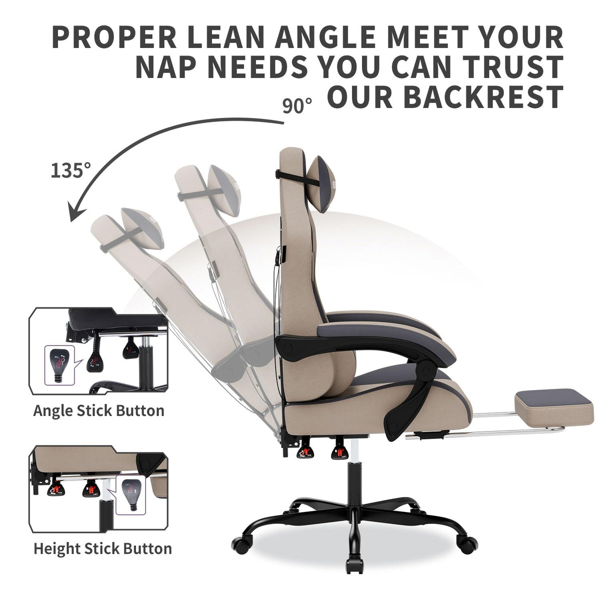 WOTSTA Gaming Chair with Massage and Footrest, Ergonomic