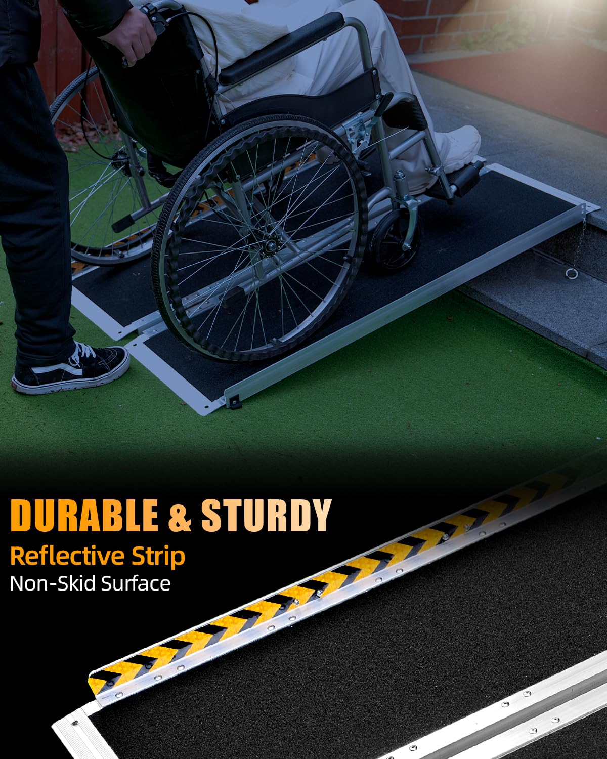 VNN 4FT Portable Non-Slip Aluminum Wheelchair Ramp