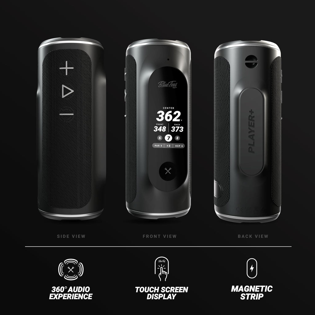 BLUE TEES GOLF Player AI GPS Speaker - Touchscreen, Waterproof, 40k Courses