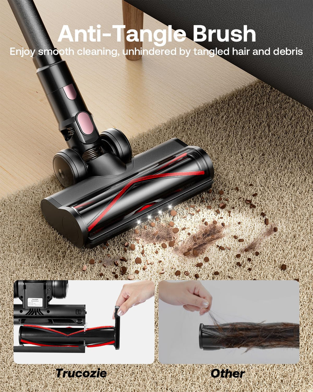 TRUCOZIE Cordless Vacuum Cleaner - 40Kpa Self-Standing 8-in-1