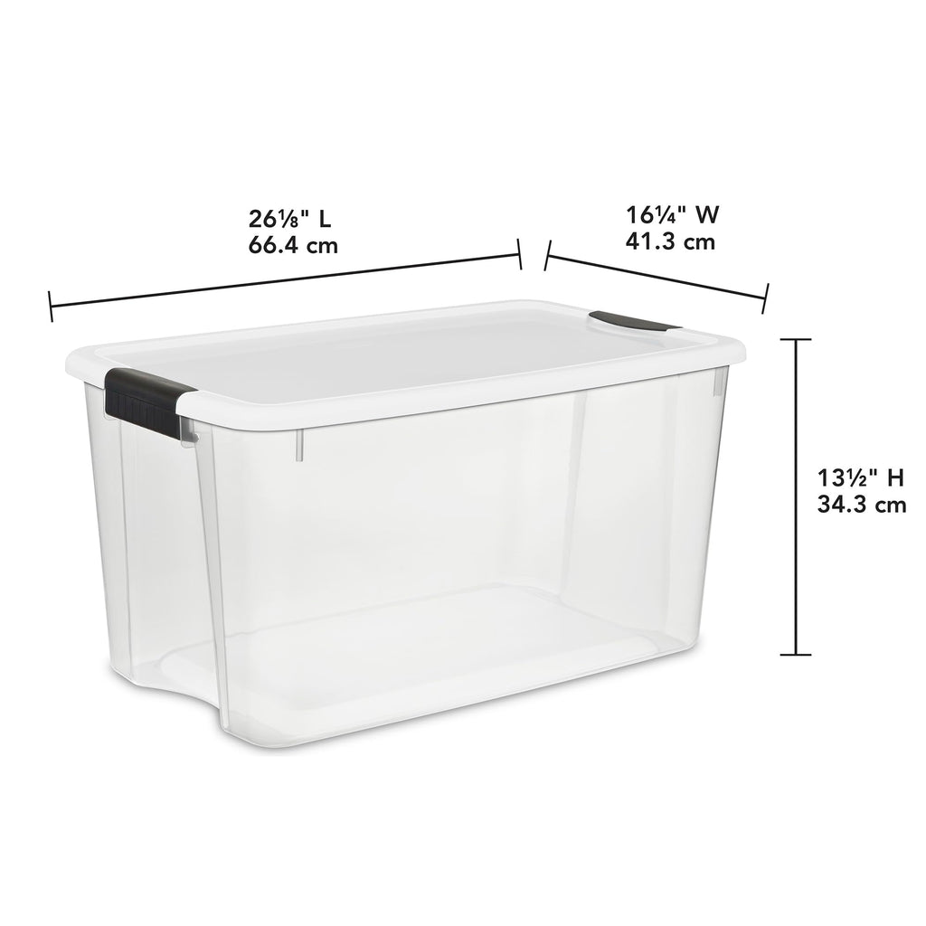 STERILITE 8-Pack 70 Quart Latching Storage Bins - Clear Plastic