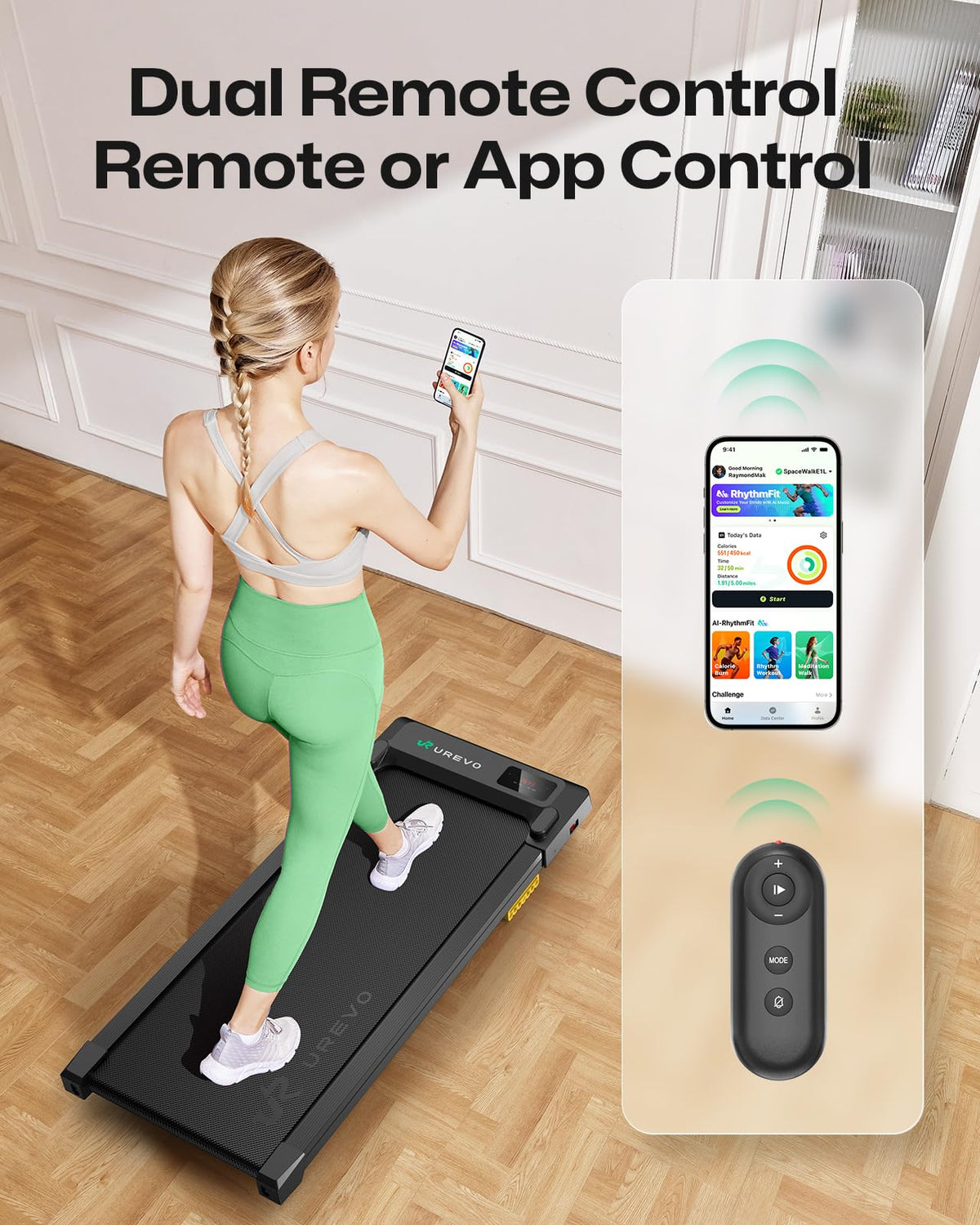 UREVO Smart Walking Pad - Quiet Standing Desk Treadmill