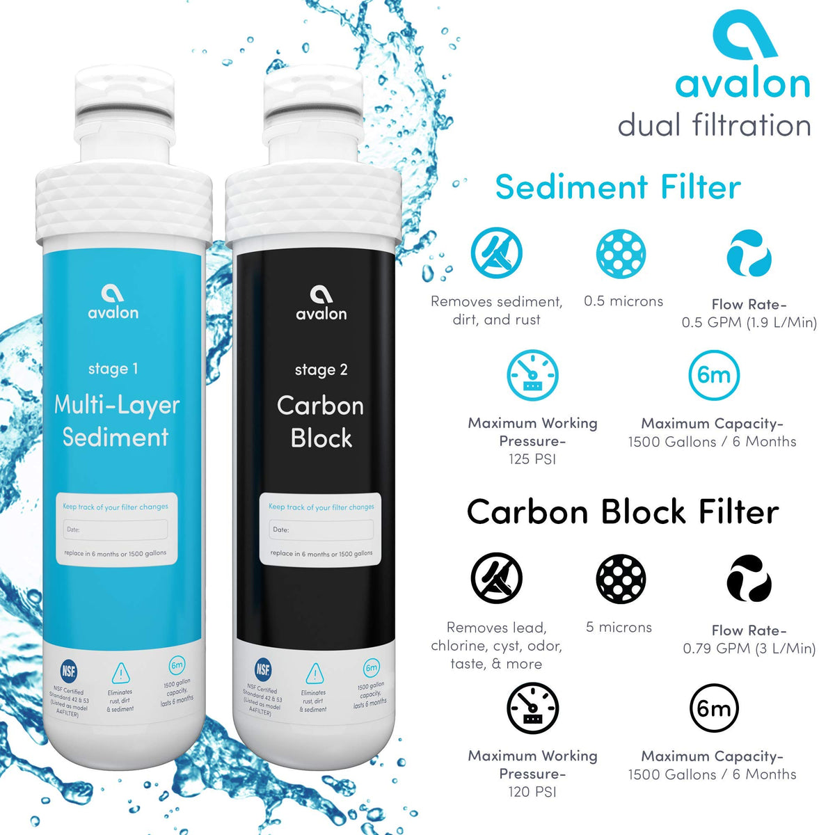 AVALON Genuine NSF Certified Replacement Filters, 2 Count