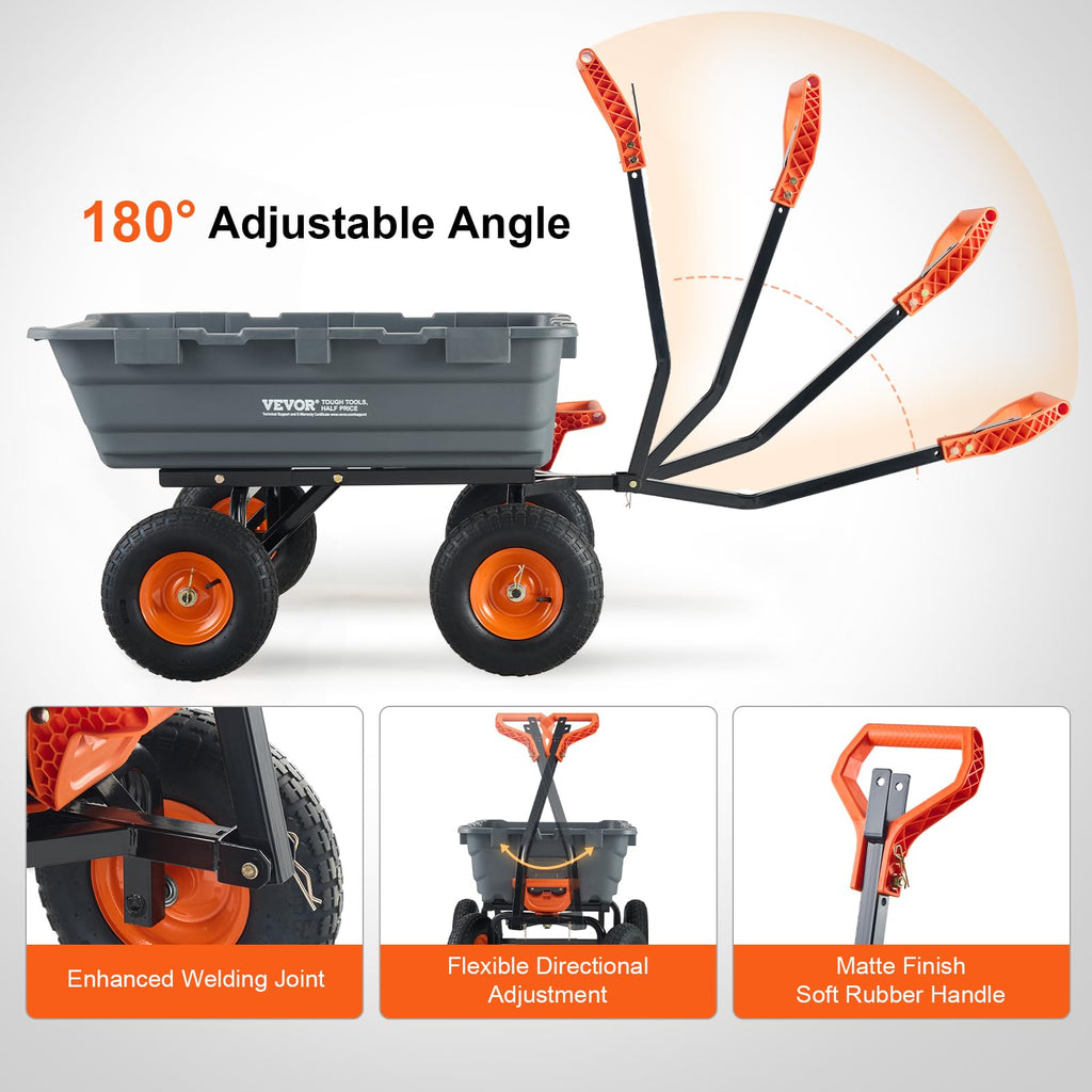 VEVOR 1200lbs Garden Dump Cart with 2-in-1 Handle