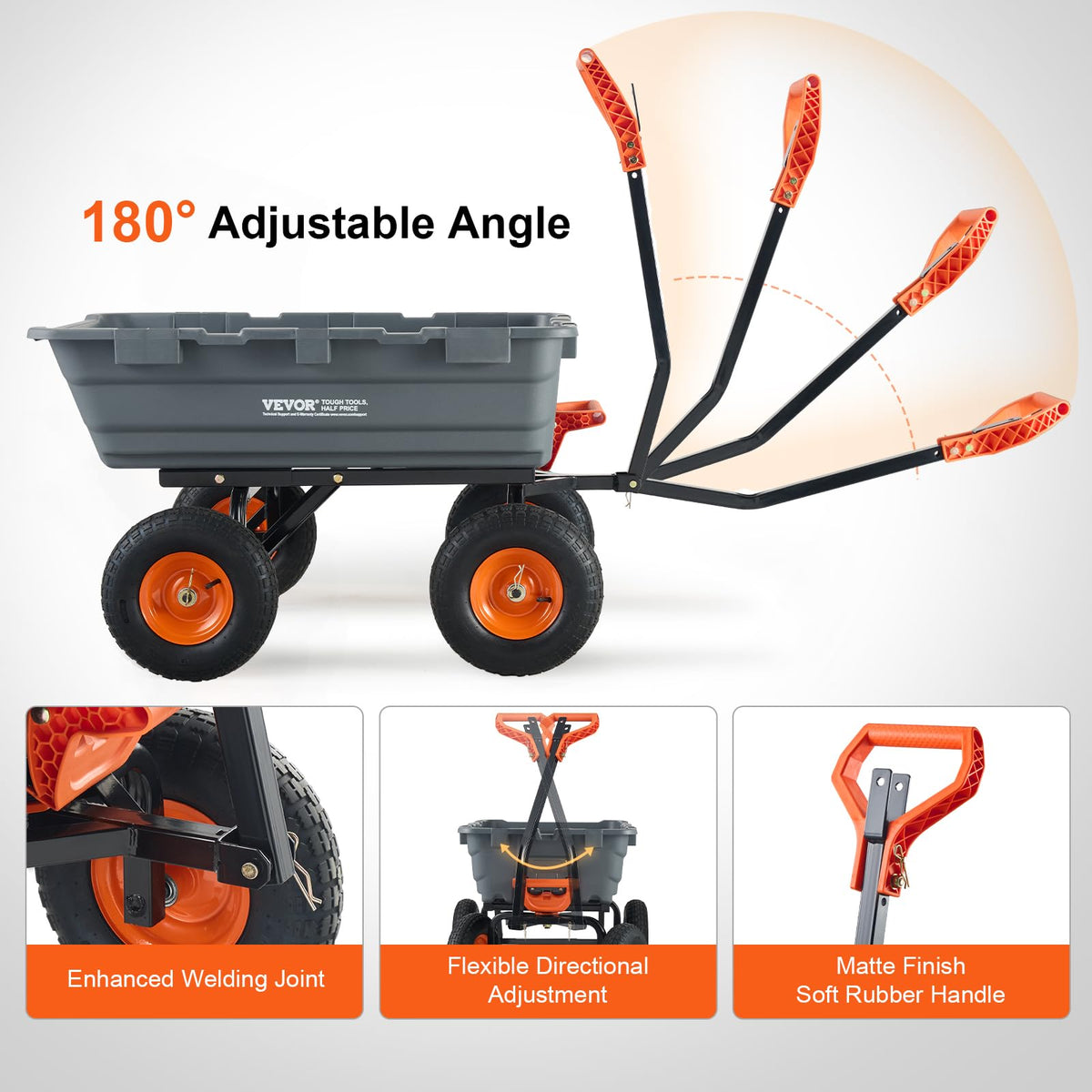 VEVOR 1200lbs Garden Dump Cart with 2-in-1 Handle