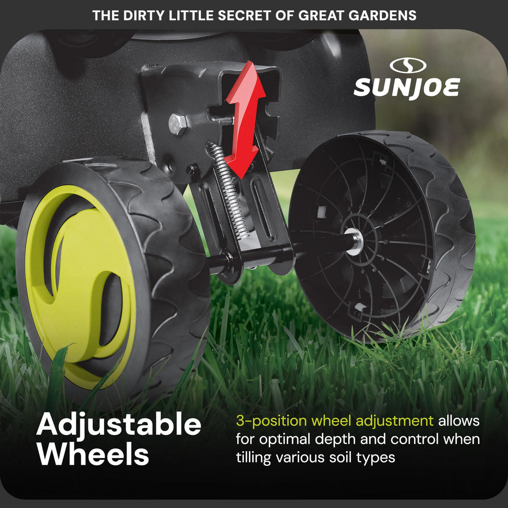 SUN JOE Corded Electric Garden Tiller - 16 Inch, 13.5 Amp