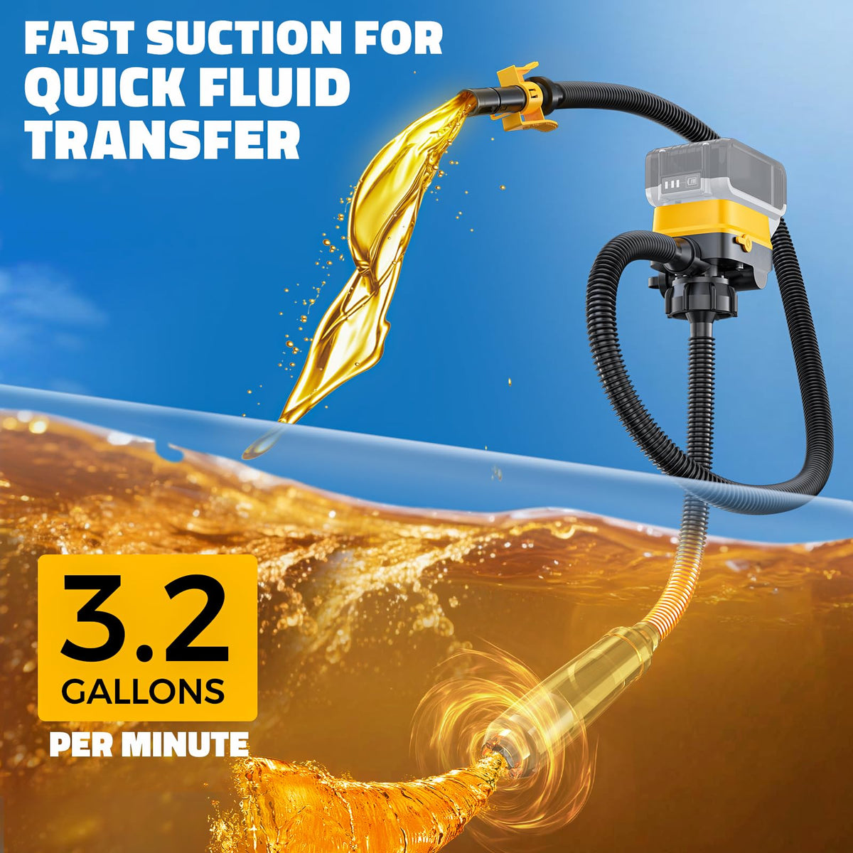 DIYTOOLIFZ Cordless Fuel Transfer Pump with Auto-Stop, 3.2 GPM