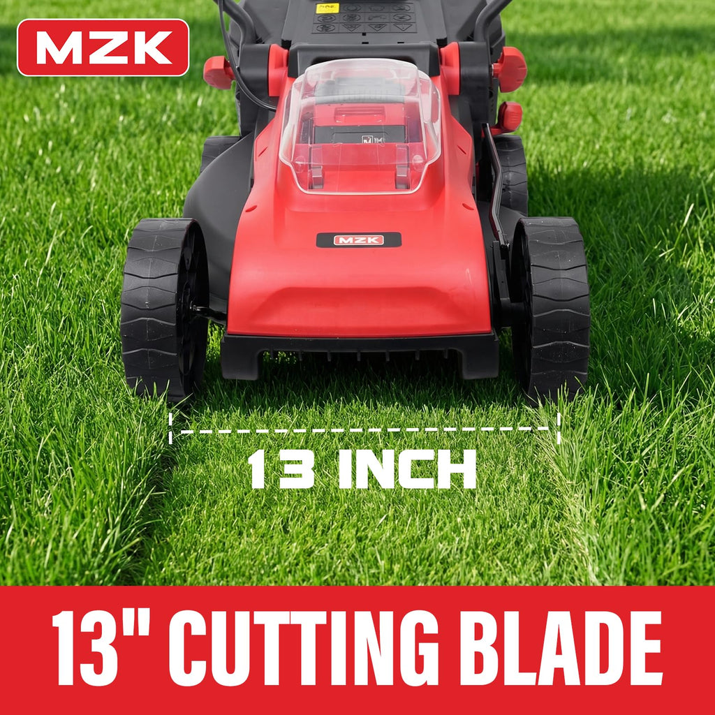MZK 20V 13" Cordless Electric Lawn Mower with Grass Bag