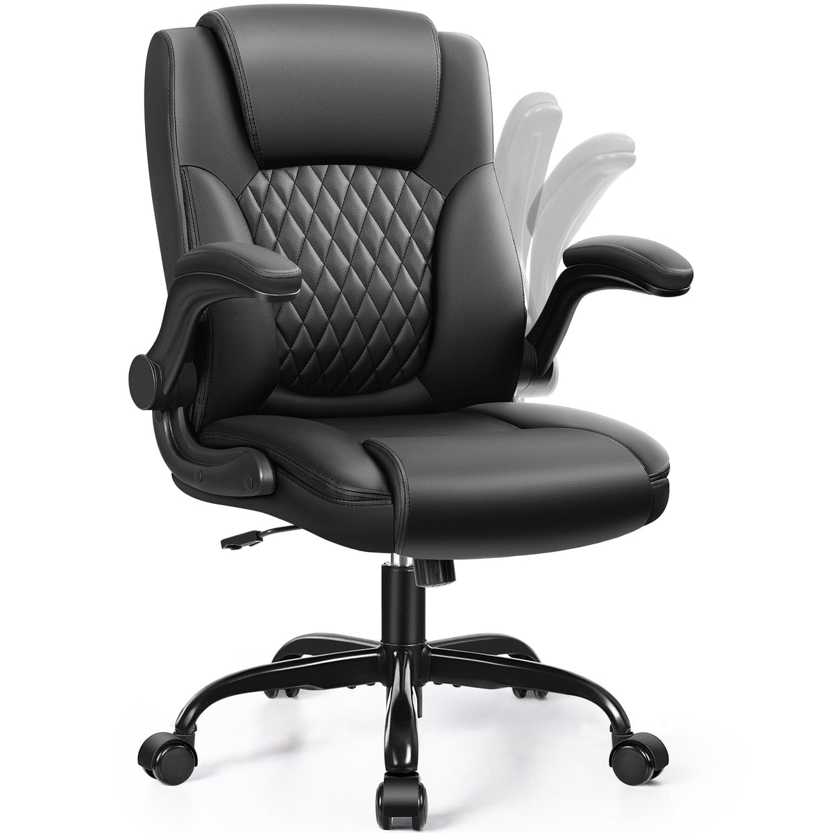 BRICK ATTIC Leather Office Chair with Ergonomic Support and Wheels