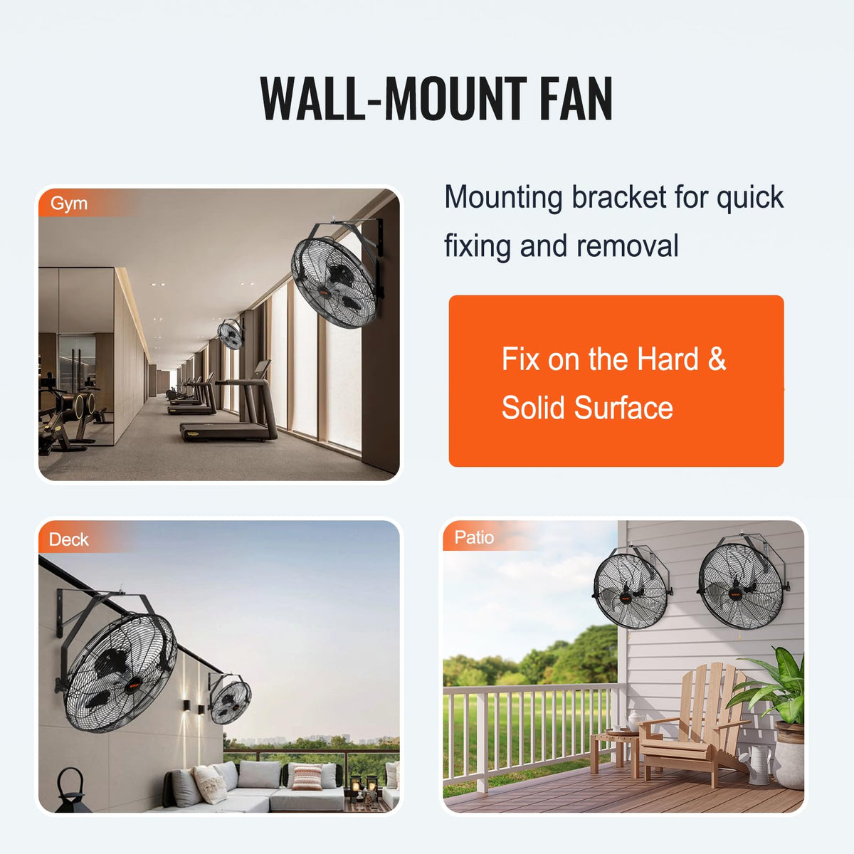 VEVOR 18" Waterproof Wall Mount Fan 2 PCS, 3-Speed 4000 CFM