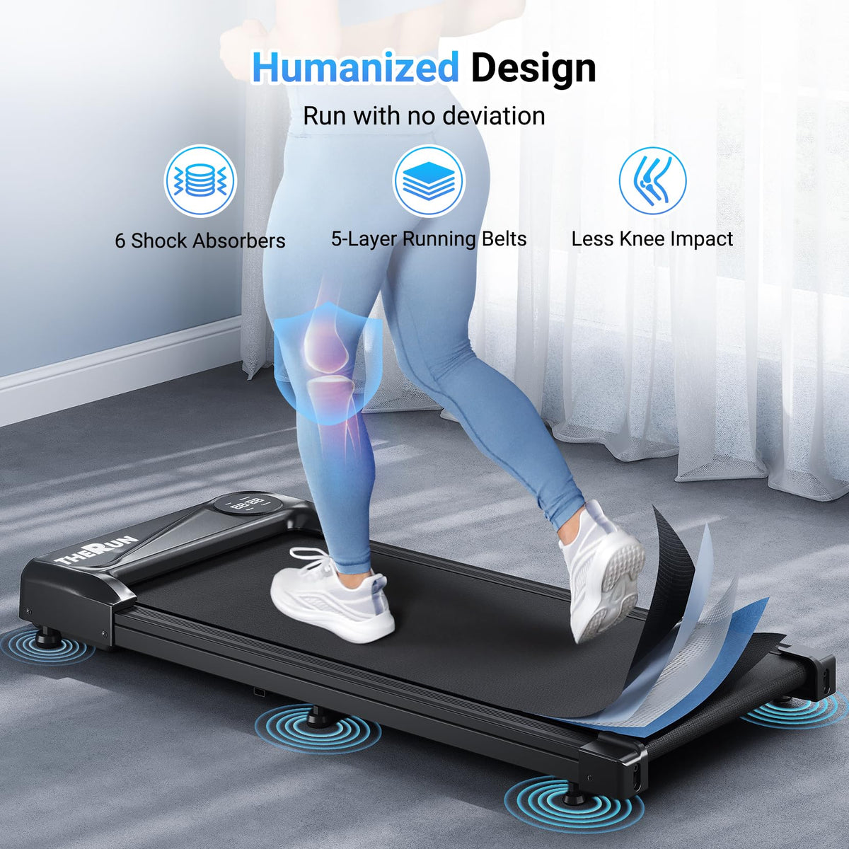 THERUN Walking Pad Treadmill Under Desk - Portable Mini Treadmill