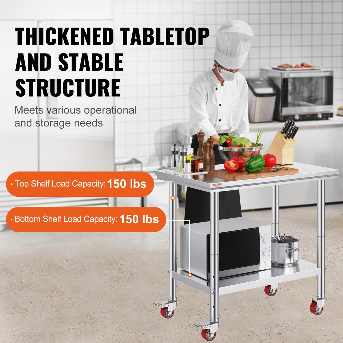 VEVOR Mophorn Stainless Steel Work Table 36x24 Inch