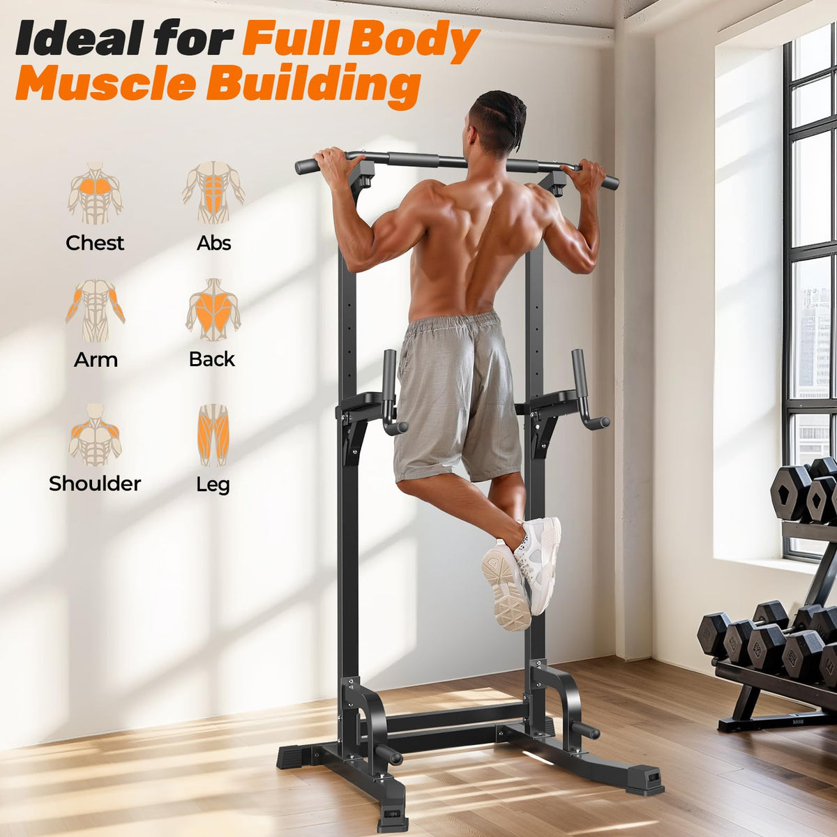 SPORTSROYALS Power Tower Pull Up Bar Station for Home Gym