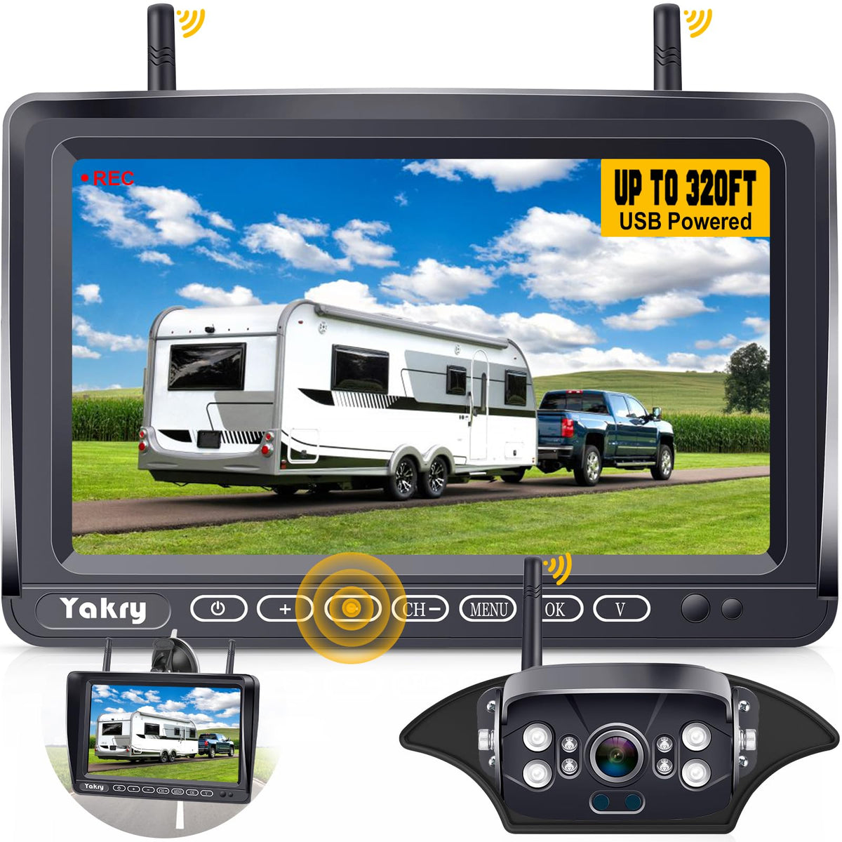 YAKRY RV Backup Camera Wireless HD 1080P with Monitor