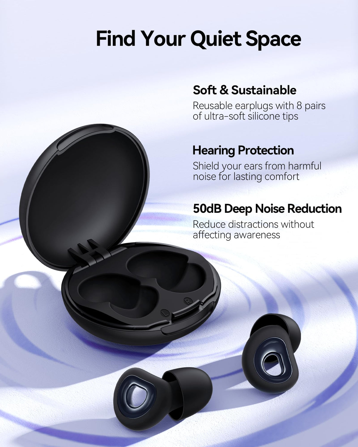 BIGOOD Ear Plugs for Sleeping - 50dB Noise Cancelling