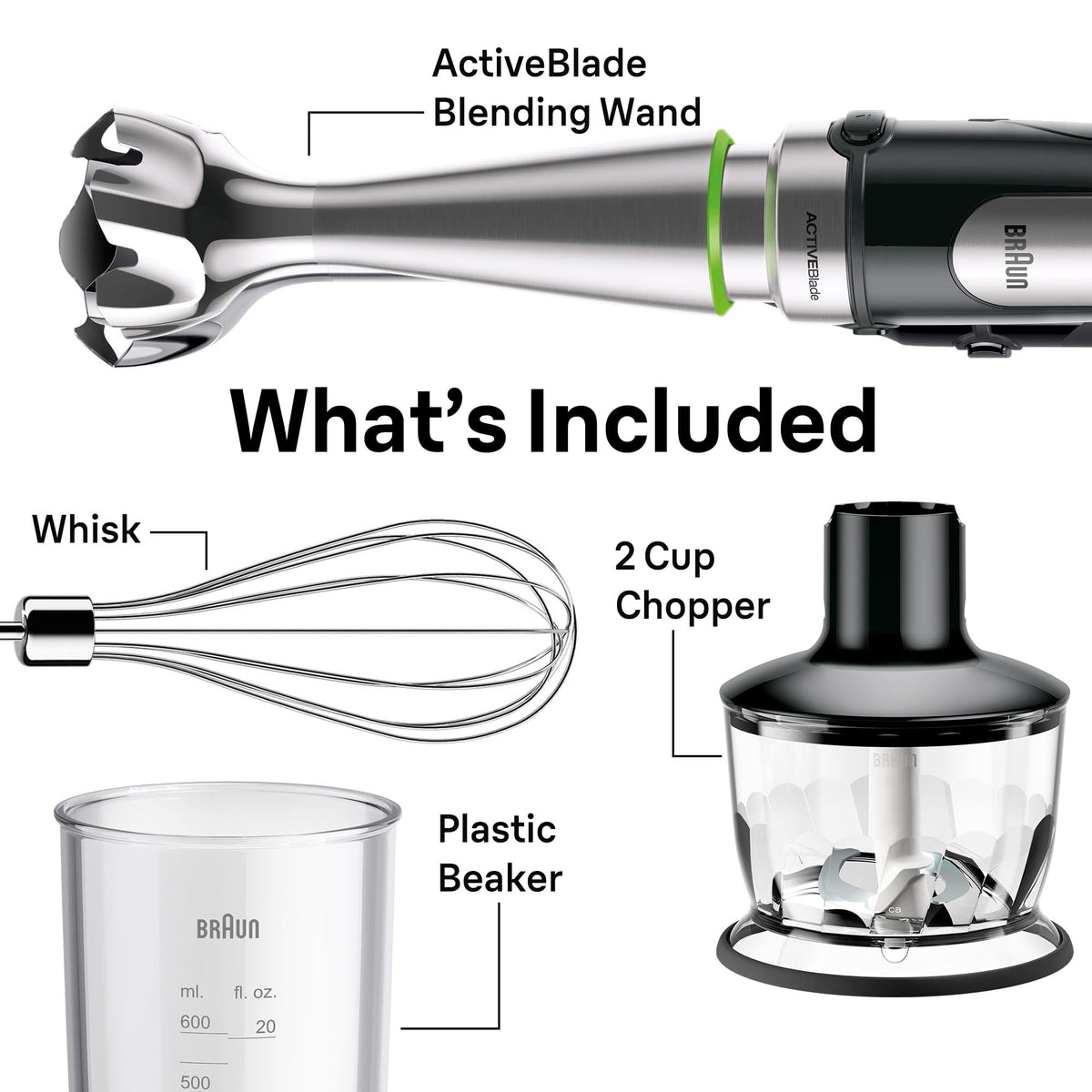 BRAUN MultiQuick 7 Immersion Blender with Food Processor