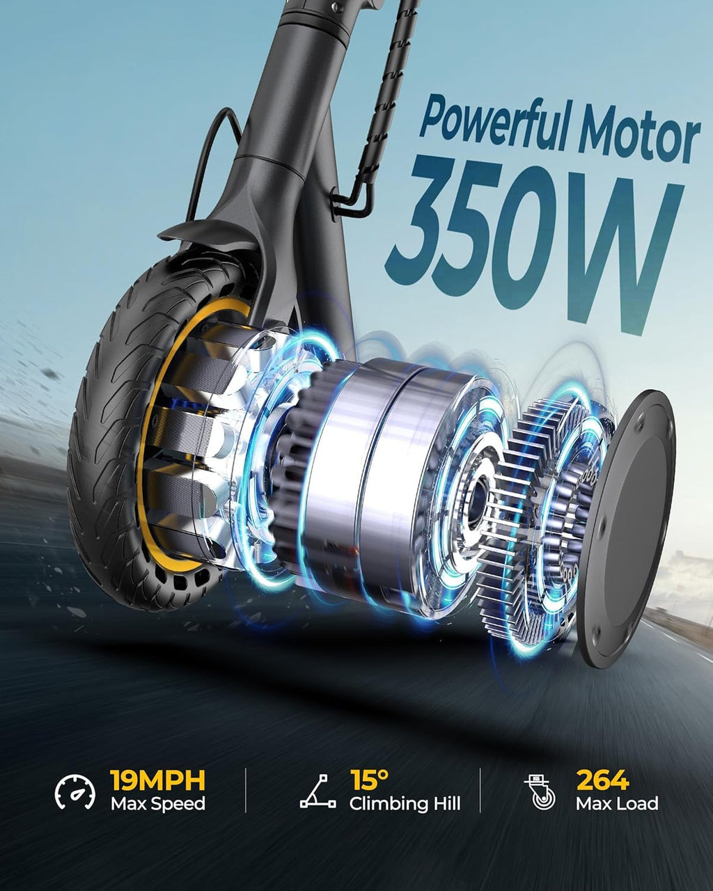 WERHY 8.5" Electric Scooter - 350W/500W Motor, 19/22 MPH