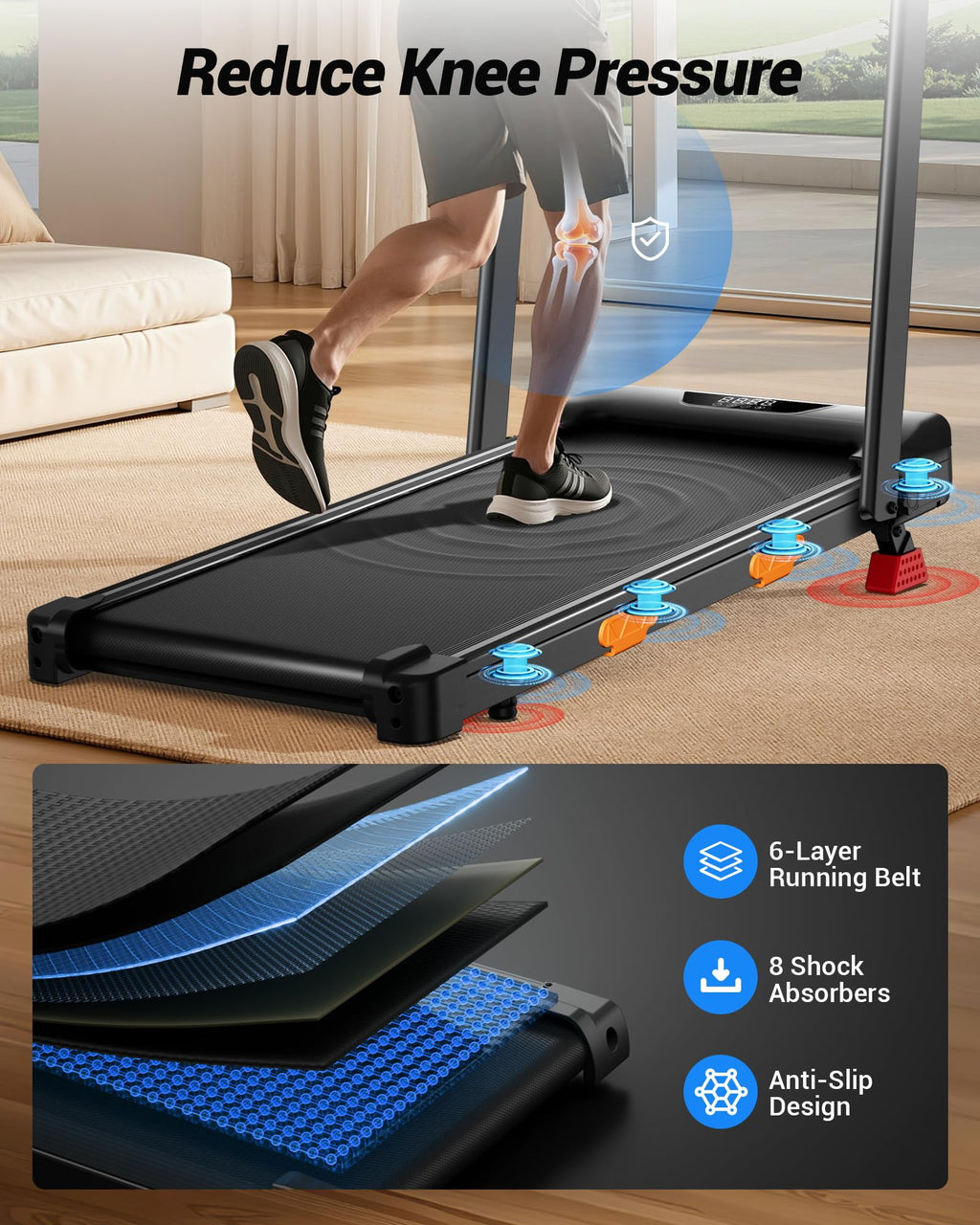 CURSOR FITNESS Walking Pad Portable Treadmill with 15% Incline
