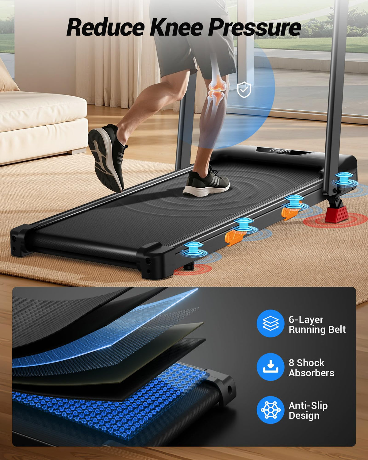 CURSOR FITNESS Walking Pad Portable Treadmill with 15% Incline