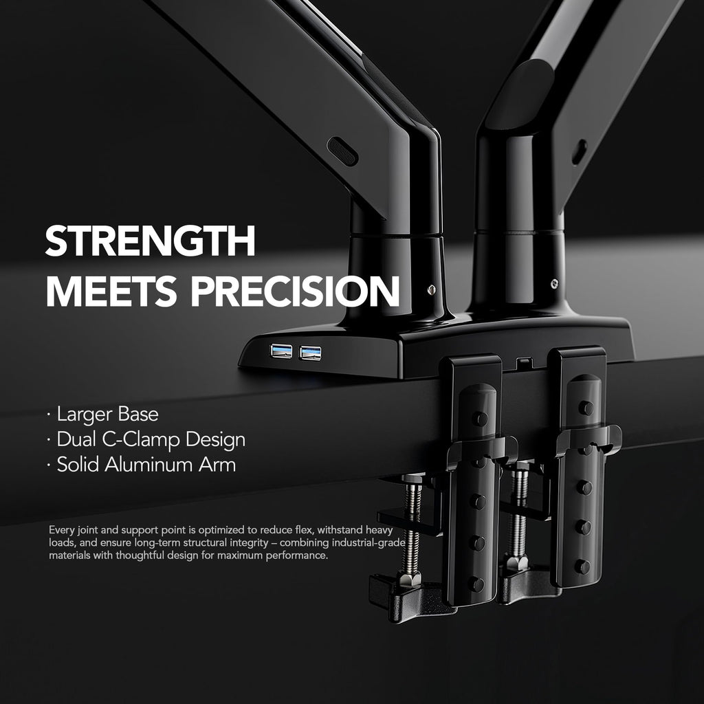 HUANUO Dual Monitor Stand with USB, Height Adjustable, VESA