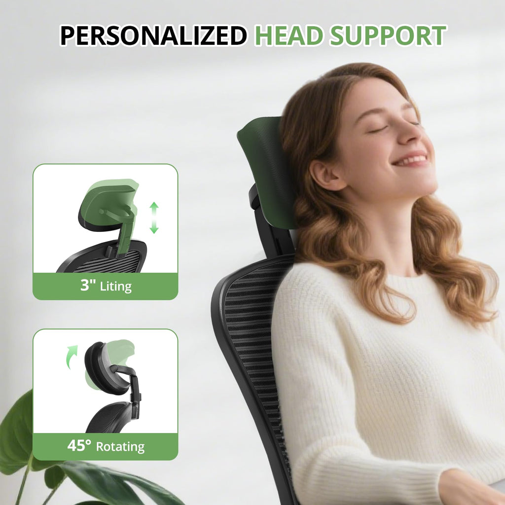 SYNORLA Ergonomic Desk Chair - 330LBS Capacity, High Back