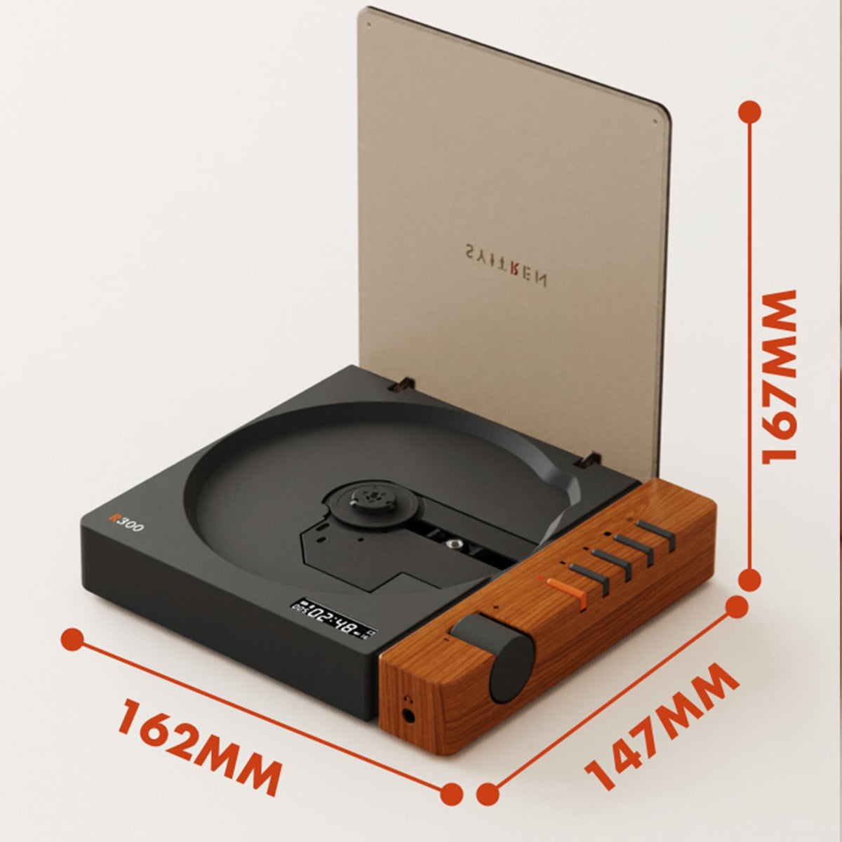 SYITREN R300 Portable Bluetooth Retro CD Player - Brown
