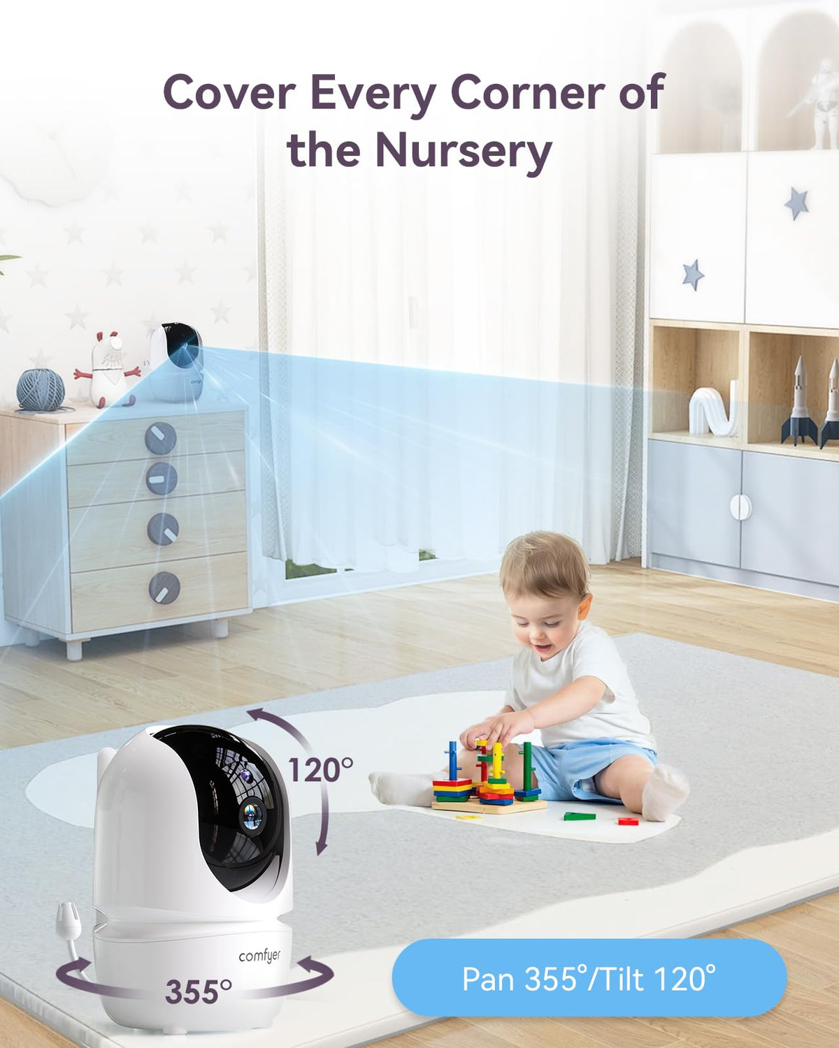 COMFYER BM01 7" HD Split-Screen Baby Monitor with 2 Cameras