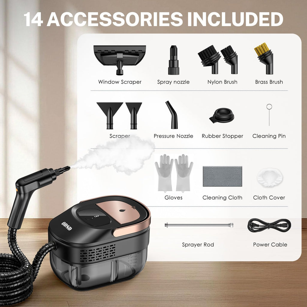 ODSD Steam Cleaner for Home & Car - 3-Level Adjustable