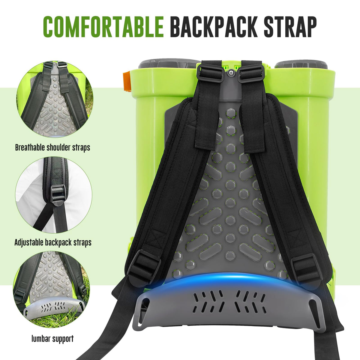 VAXMAY Battery Powered 4 Gallon Backpack Sprayer, 100 PSI
