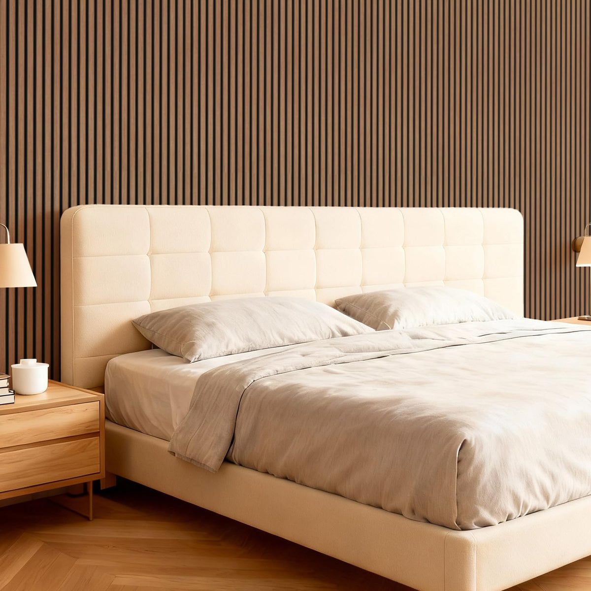 TONOR Wood Slat Wall Panels, 4 Pack Acoustic Noise Cancelling