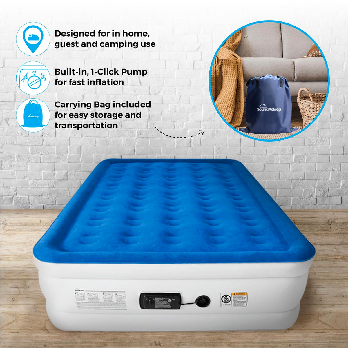 SOUNDASLEEP PRODUCTS Dream Series Luxury Air Mattress with Pump - Queen Size