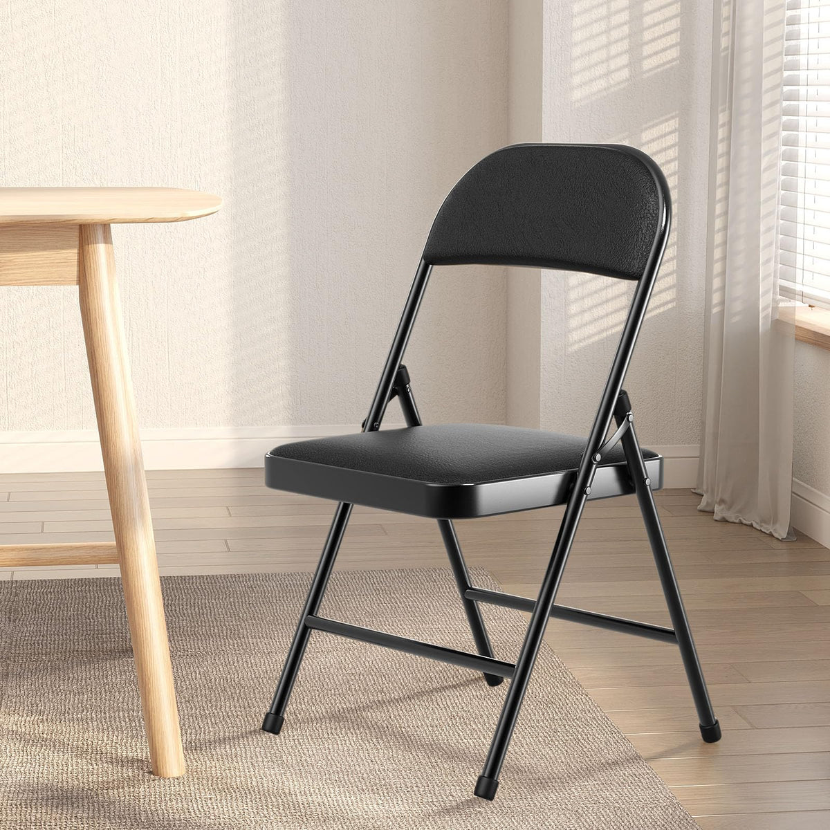 NAZHURA 4 Pack Folding Chairs with Padded Cushion