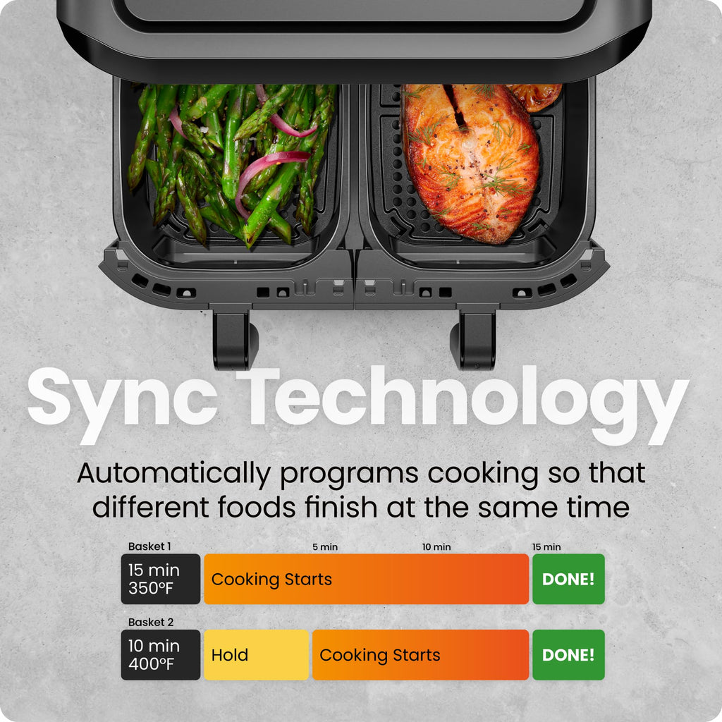 CHEFMAN 6 Quart Dual Basket Air Fryer Oven - Black